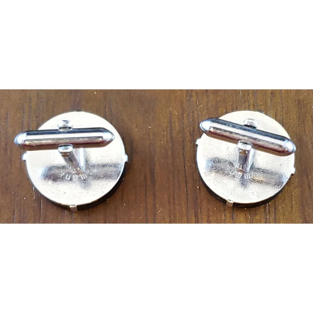 Vtg Swank Round Profile in Black of Spartan/Roman Solider Silver Tone Cuff Links